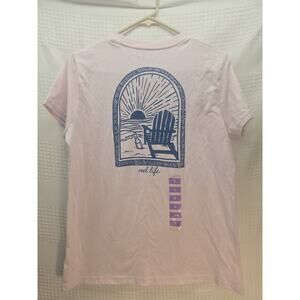 Reel Life Womens Size Small Tshirt Short Sleeve Beach Summer Pink Graphic